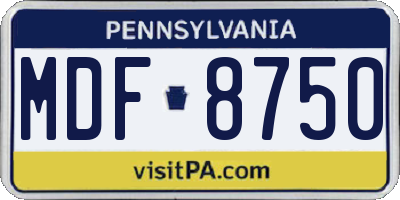 PA license plate MDF8750