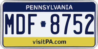 PA license plate MDF8752