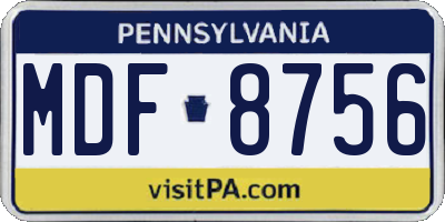 PA license plate MDF8756