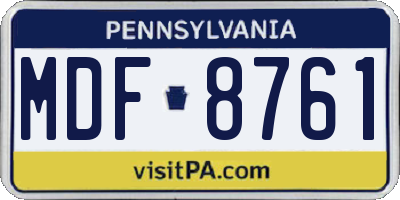 PA license plate MDF8761