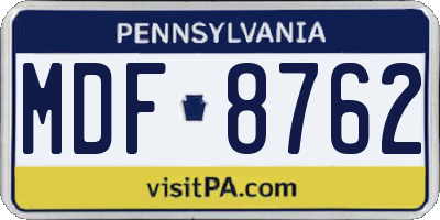 PA license plate MDF8762