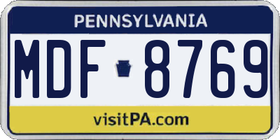 PA license plate MDF8769
