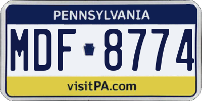 PA license plate MDF8774