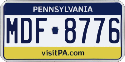 PA license plate MDF8776