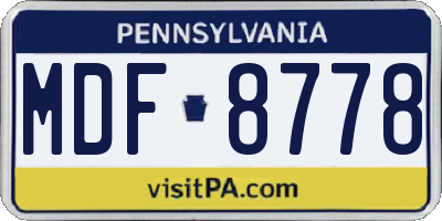 PA license plate MDF8778