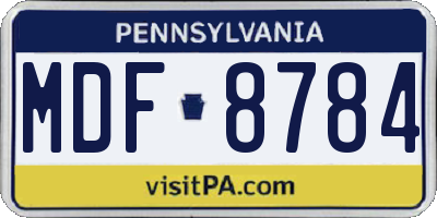 PA license plate MDF8784