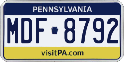 PA license plate MDF8792