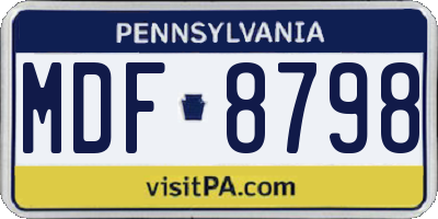 PA license plate MDF8798