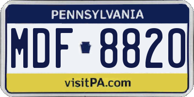 PA license plate MDF8820