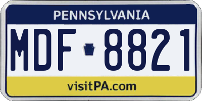 PA license plate MDF8821