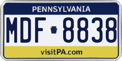 PA license plate MDF8838