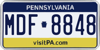 PA license plate MDF8848
