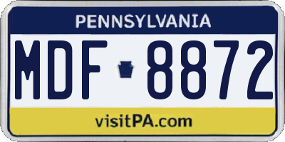 PA license plate MDF8872