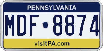PA license plate MDF8874