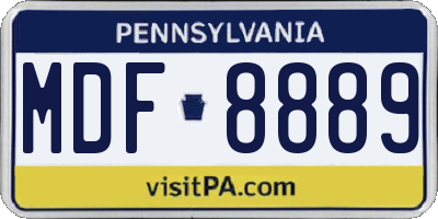 PA license plate MDF8889