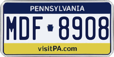 PA license plate MDF8908