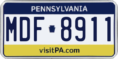 PA license plate MDF8911