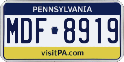 PA license plate MDF8919