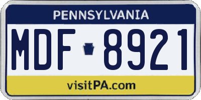PA license plate MDF8921
