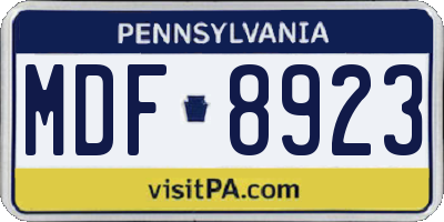 PA license plate MDF8923