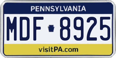 PA license plate MDF8925