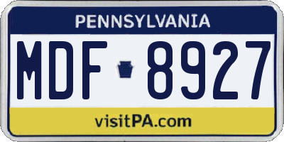 PA license plate MDF8927