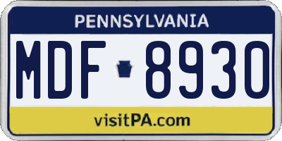 PA license plate MDF8930