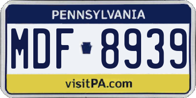 PA license plate MDF8939