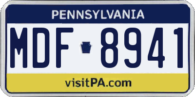 PA license plate MDF8941