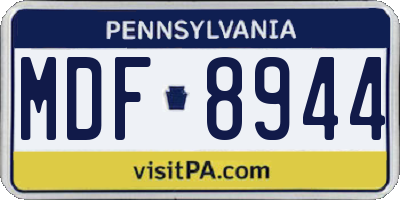 PA license plate MDF8944