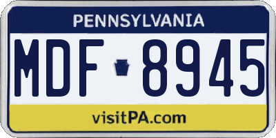 PA license plate MDF8945