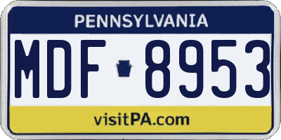 PA license plate MDF8953