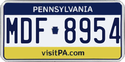 PA license plate MDF8954