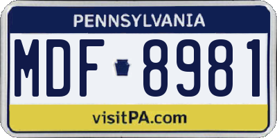 PA license plate MDF8981