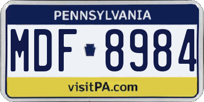 PA license plate MDF8984