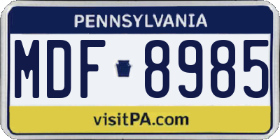 PA license plate MDF8985