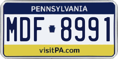 PA license plate MDF8991