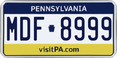 PA license plate MDF8999