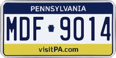 PA license plate MDF9014
