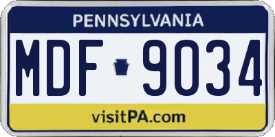 PA license plate MDF9034