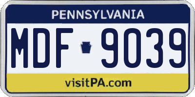 PA license plate MDF9039