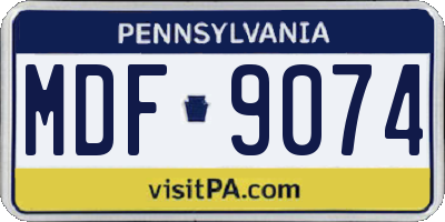 PA license plate MDF9074