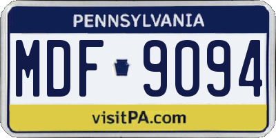 PA license plate MDF9094