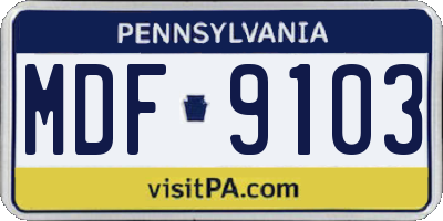 PA license plate MDF9103