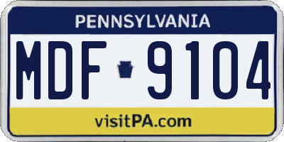 PA license plate MDF9104