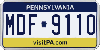 PA license plate MDF9110