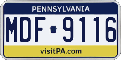 PA license plate MDF9116