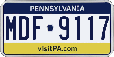 PA license plate MDF9117