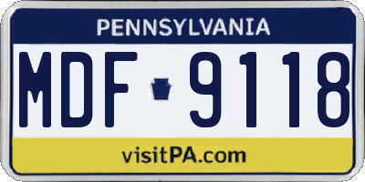 PA license plate MDF9118
