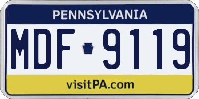 PA license plate MDF9119